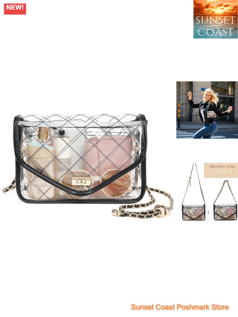 Clear Quilted PVC Crossbody Bag Stadium Approved Concerts